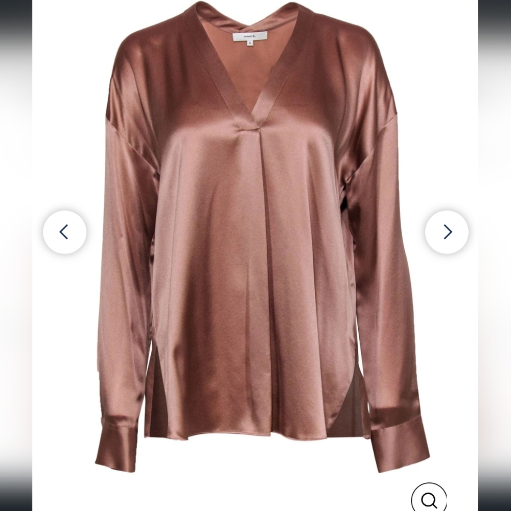Vince 100% silk rose gold blouse